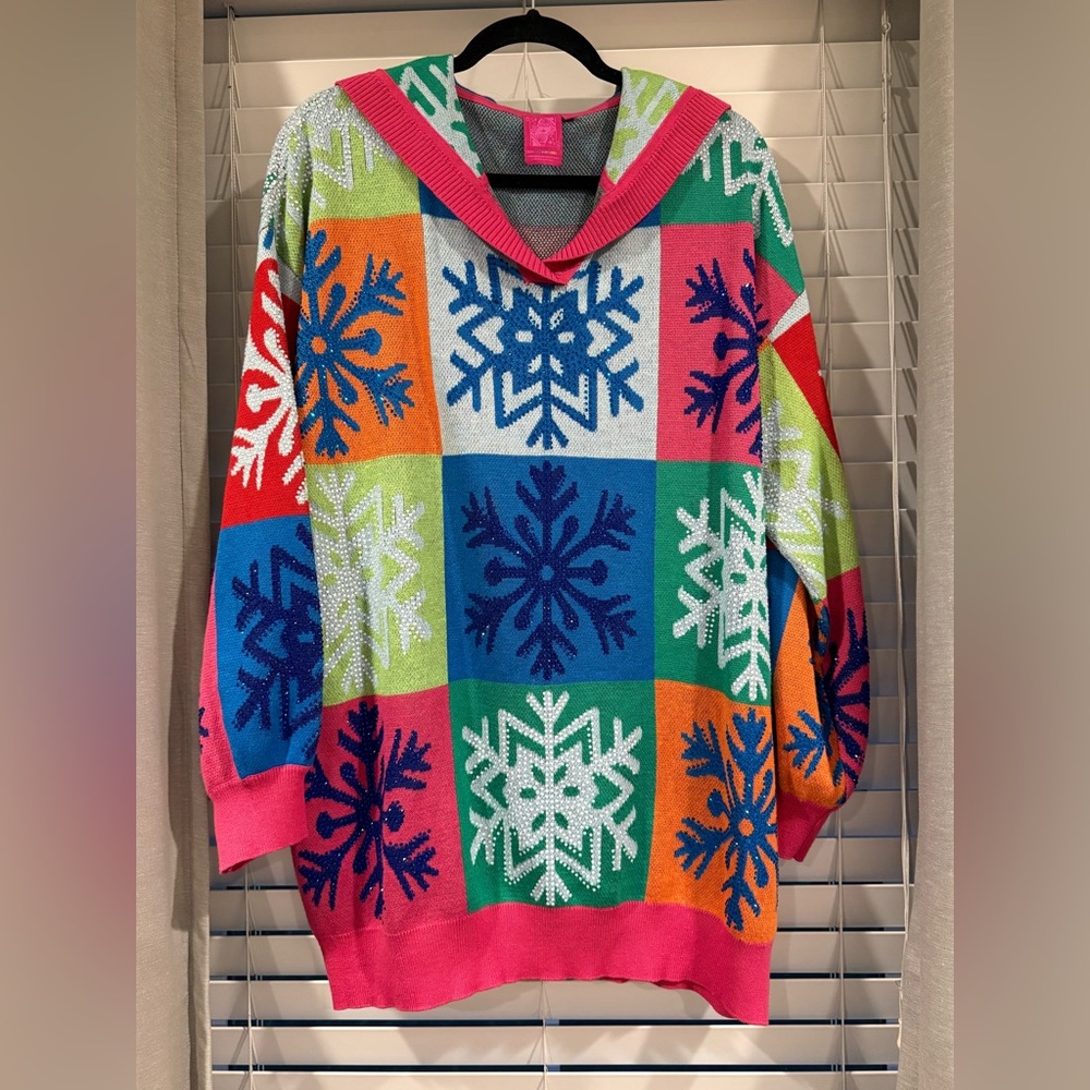 QUEEN OF SPARKLES Multicolor Snowflake Knit Dress